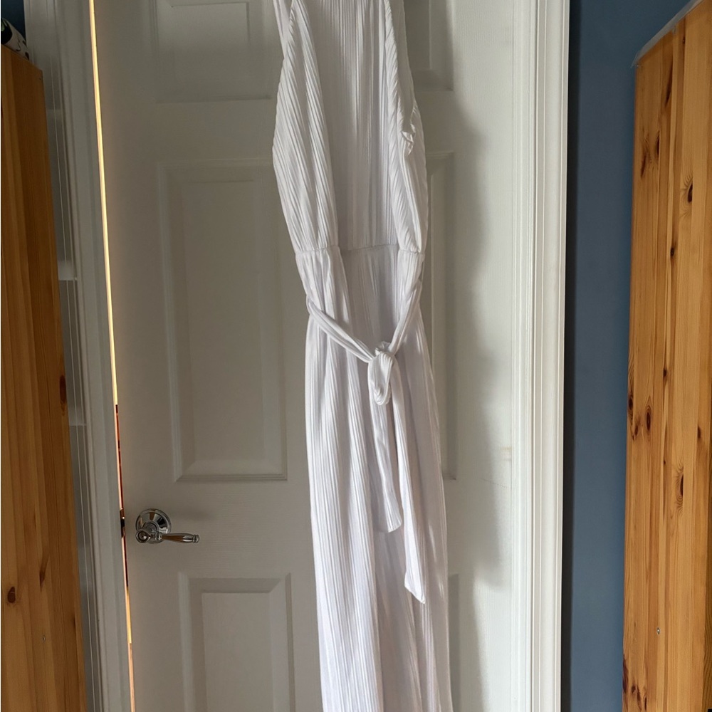 Express White Sleeveless Jumpsuit
